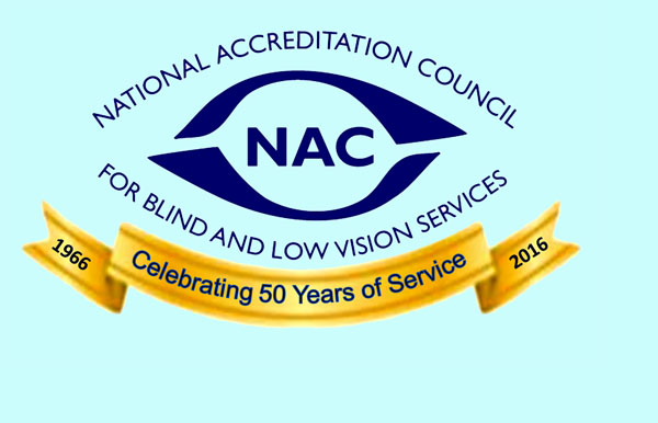 Logo: National Accreditation Council of the Blind and Visually Impaired - celebrating 50 years of service 1966-2016