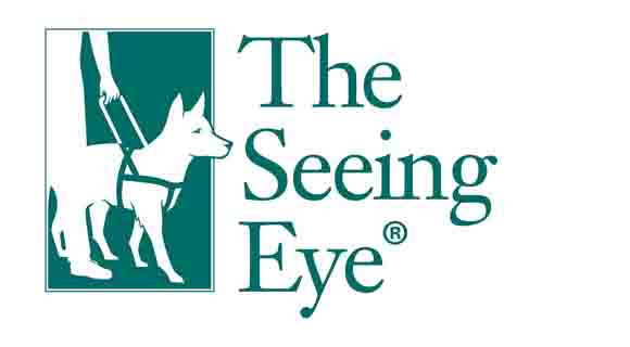 logo 'The Seeing Eye' has a drawing of a dog in harness walking with a person