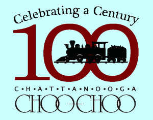 logo of Chattanooga Choo Choo shows a train inside the number 100 and says 'Celebrating a Century 